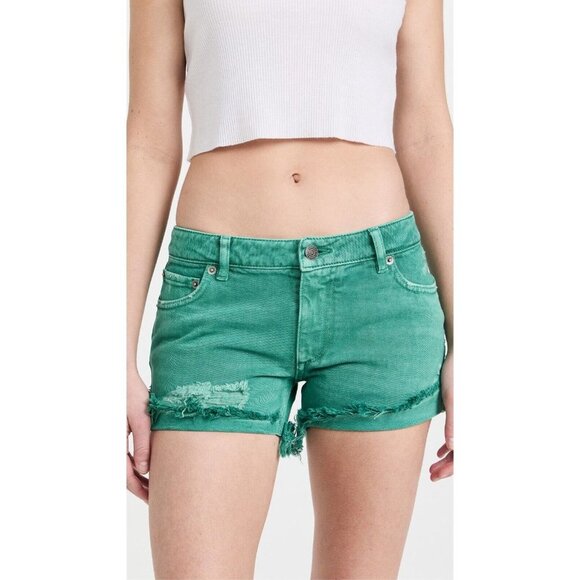 SER.O.YA Lex Distress Jean Shorts Vintage Jade Green - Picture 3 of 5